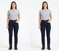 Jean licrado dama stretch con modelo: vista frontal